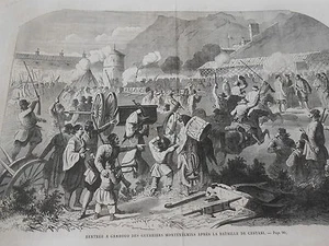 Gravure 1862 - Guerriers Monténégrins Bataille Cestani - Picture 1 of 1