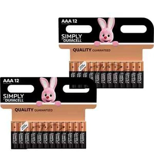 24 X Batterie Duracell AAA Semplicemente Alcaline LR03, 10 Anni di Garanzia, Lunga Scadenza - Foto 1 di 12