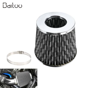 Carbon Fiber 3" High Flow Inlet Cold Air Intake Cone Replacement Dry Air Filter - Foto 1 di 16