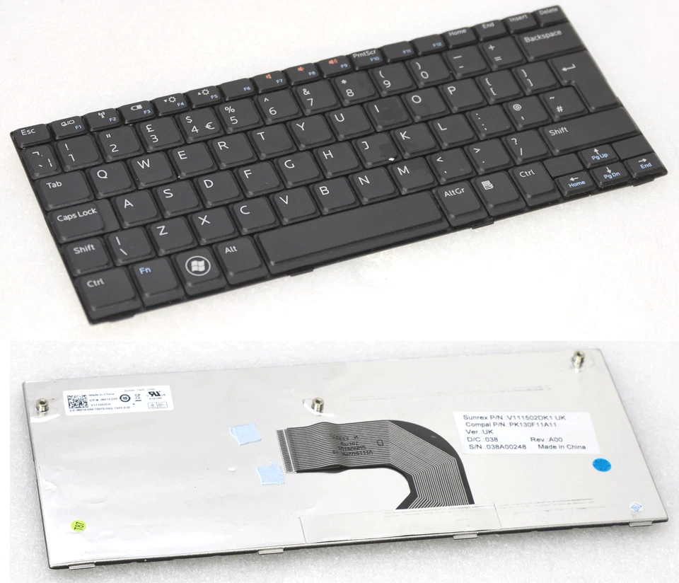 British English Keyboard Dell Inspiron Mini 1018 V111502DK1 0W1KDM # 198 - Image 1 of 1