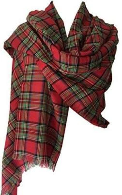 Royal Stewart Tartan Schal Damen rot grün Halstuch Tuch Herren Baumwolle kariert kariert