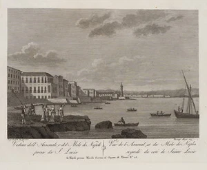 ALOJA (19.Jhd) nach FERGOLA (*1768), Hafen in Neapel, um 1810, KSt. Romantik - Bild 1 von 5