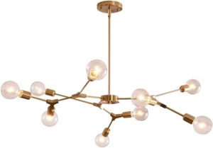 Lighting Modern Sputnik Chandelier Brushed Brass Hanging Lamp Industrial Flush M - Picture 1 of 14