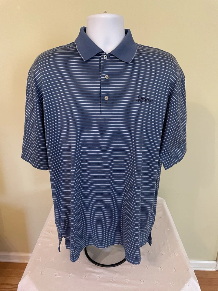 BEN HOGAN Blue&White Stripes Golf Shirt Size M~ Fripp Island Golf & Beach Resort - Image 1 of 4