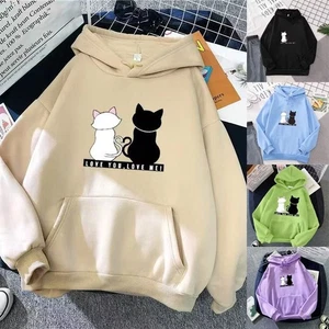 F42 Ultra Thin Fabric Breathable Cartoon Cat Print Hoodies Sweater Men's Oversiz - Picture 1 of 9