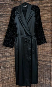 Vintage Oscar De La Renta Pink Label Burnout Velvet Embroidery Satin Robe Medium - Picture 1 of 9