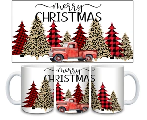 Taza de café de cerámica hecha a mano de 11 oz o 15 oz-té/taza-navidad-camión rojo-regalo - Imagen 1 de 7