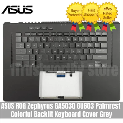 PARA ASUS ROG Zephyrus GA503Q GU603 Reposamanos Colorido Retroiluminado Teclado Cubierta Gris Foto 1 de 4