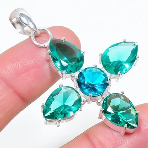 Tourmaline Gemstone Handmade 925 Sterling Silver Jewelry Pendant Size 2" - Picture 1 of 1