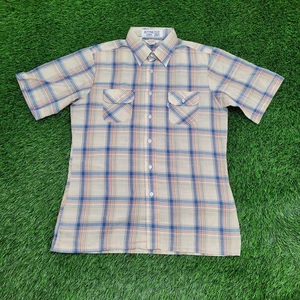Vintage LEVIS Wildfire Button Shirt M/L 20x29 Madras Plaid 70s 80s - Picture 1 of 11