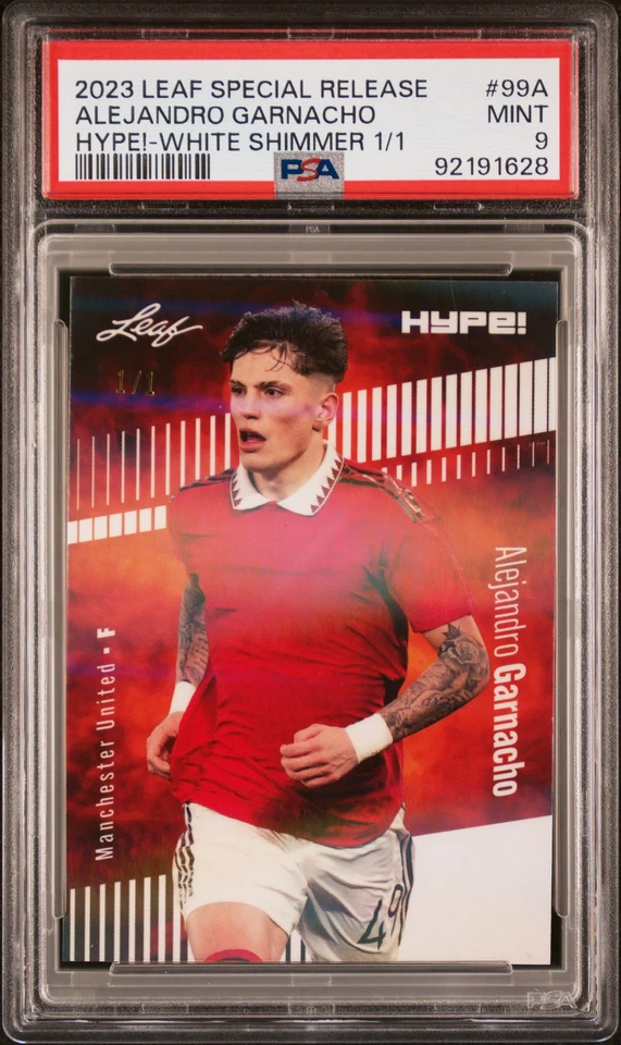 PSA 9 Alejandro Garnacho 2023 Leaf Hype! #99A White Shimmer 1/1 Rookie Card - Image 1 of 1