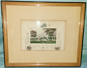 Antique framed John Howard Hinton colored plate, New Haven CT Yale College 1830s - Picture 1 of 18