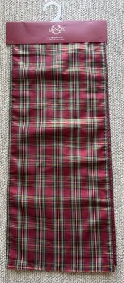 Lenox Holiday Nouveau Xmas Dazzle Tartan Plaid Polyester Table Runner 14" x 70" - Image 1 of 4
