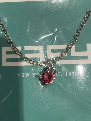 全新 EFFY 银项链 模拟 红色 蓝宝石 圆圈套装 — 第 1/2 张图片