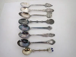 Lot Of 8 Vintage Silver Plated Souvenir Spoons Holland Denmark Mixed Lot - Picture 1 of 6