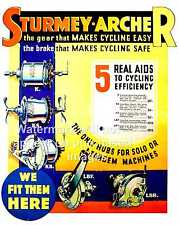 Sturmey Archer, vintage Cycling advertising poster, , Wall art, Reproduction.