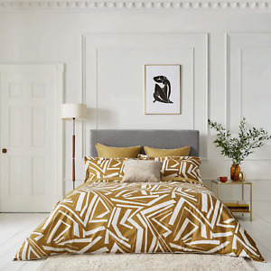 Harlequin Transverse Single Duvet Cover + 1 Pillowcase Cttn Sateen Saffron, BNWT