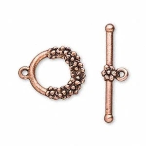 2 Sets Antiqued Copper Plated Pewter Floral Toggle Clasps / 16.5x15.5mm * - Picture 1 of 1