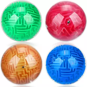 4 Pcs 3D Maze Ball Puzzle Magic Brain Teasers Games Sphere Educational Toys Cube - Picture 1 of 6