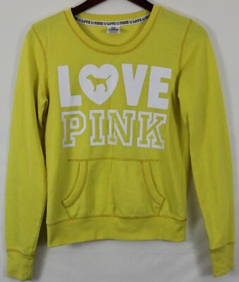 Sudadera para mujer PINK by Victoria's Secret talla XS color amarillo rosa amor Foto 1 de 4
