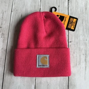 NEW WITH TAGS CARHARTT PINK TODDLER BEANIE HAT RASPBERRY - Picture 1 of 3