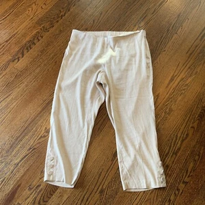 J Jill Linen Stretch Womens Pants Large Petite Side Zip Natural Tapered Legs - Picture 1 of 10