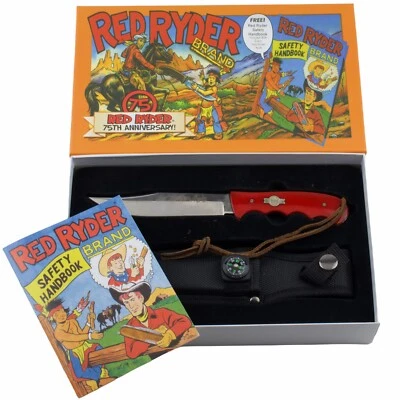 Red Ryder Anniversary Fixed Blade Hunting Knife Compass Sheath Safety Handbook - Image 1 of 2