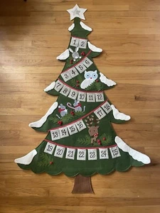 Pottery Barn Kids Hanging Fabric Made Christmas Tree Advent Calendar 60” x 38” - Picture 1 of 9