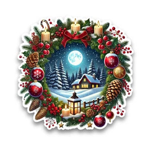 Christmas Wreath V5 Winter Scene Vinyl Sticker Decal Window Scrapbook 95x94mm - Bild 1 von 1
