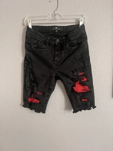 Jordan Craig Legacy Edition Short Boys 16 Black Denim Distressed Ripped - Picture 1 of 5