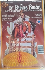 Vintage Beistle 10" Bronco Buster Honeycomb Tissue Table Center Piece Brand New - Picture 1 of 5