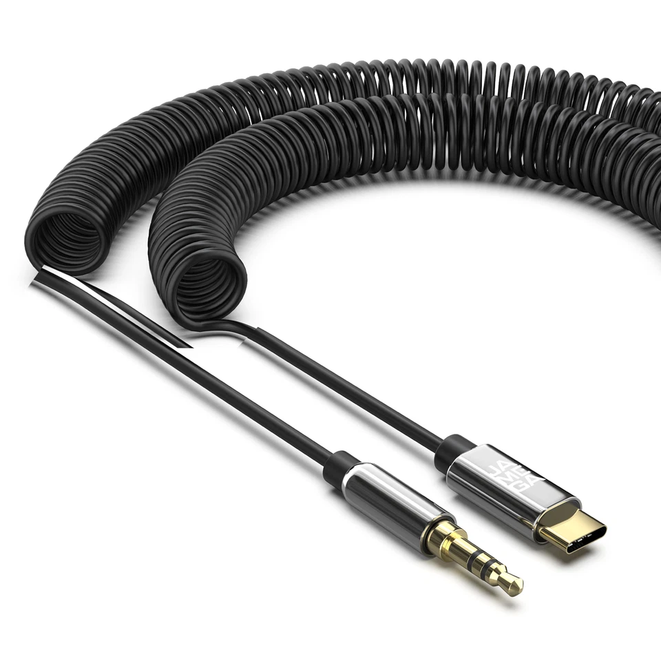 USB C Klinke Aux Kabel Typ C auf 3.5mm Klinkenkabel Nylon Huawei Schwarz, 1m - Bild 1 von 4