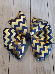 Navy and Gold Chevron Bow - Picture 1 of 1