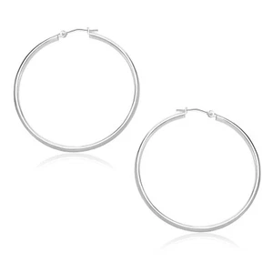 Pendientes de aro pulidos en oro blanco de 10k (1,5x30 mm) - Imagen 1 de 1