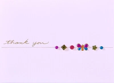 Papyrus Jeweled Butterfly Flowers Thank You Notecard Greeting Card - Image 1 of 4