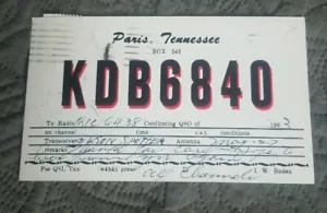 Paris Tennessee - KDB 6840 - CB Ham Radio QSL Card - Picture 1 of 1