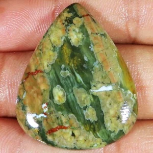 (29X37X05 MM SIZE) 46.65 Cts. NATURAL RHYOLITE OPAL PEAR CABOCHON LOOSE GEMSTONE - Picture 1 of 6
