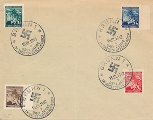 Cover Germany Bohemia Czechoslovakia WWII 1942 Linden Leaves Brunn CTO - Picture 1 of 1