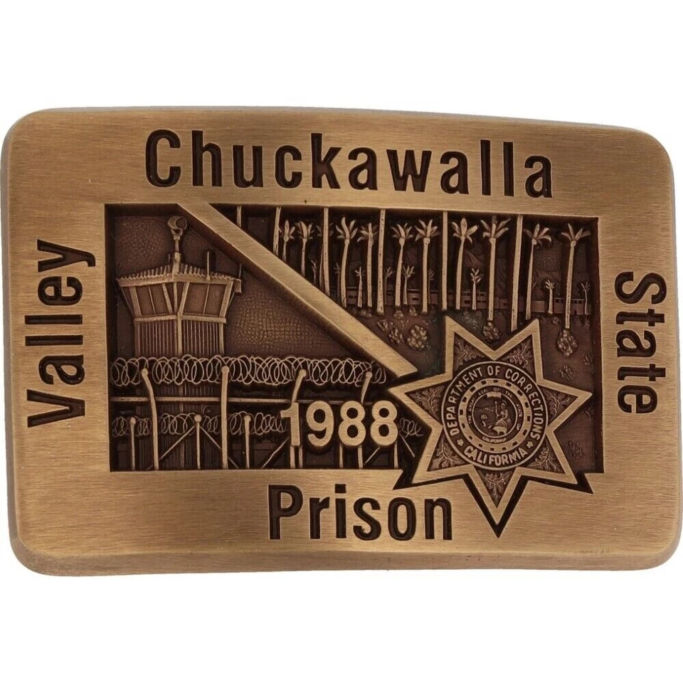 New Bronze Chuckawalla Valley State Prison CVSP DOC 90s NOS Vintage Belt Buckle - Image 1 of 4