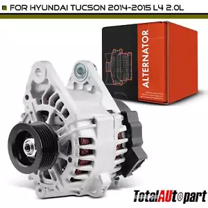 Alternator for Hyundai Tucson 2014-2015 L4 2.0L 120 A Clockwise 6-Groove Pulley - Picture 1 of 8