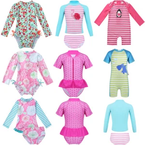 Baby Girls Swimsuit UPF 50+ Rash Guard Kids Swimwear Bathing Swimming Suit - Picture 1 of 42