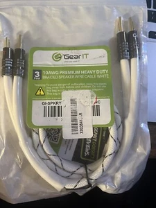 Gear It 10AWG Premium Heavy Duty Braided Speaker Wire 3 Feet with Dual Gold Plat - Picture 1 of 1