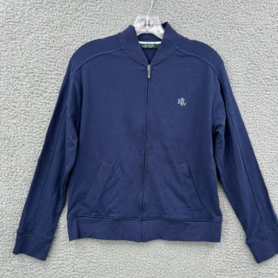 Chaqueta Ralph Lauren Traje de Pista Cremallera Completa Mujer Pequeño Algodón Bolsillo Azul Marino Jersey Foto 1 de 4