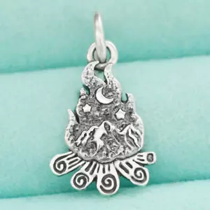 925 Sterlingsilber Lagerfeuer Lagerfeuer Anhänger Charm Camping Camper Outdoor Sommer - Bild 1 von 6
