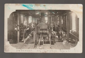 Iowa RPPC c1910 INTERIOR DREDGE BOAT Dredging CREW Machinery Steamboat Steamer - Picture 1 of 3
