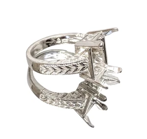  12X10-16X12 Emerald Setting Ring Engraved Pre-Notched Solid Silver Size 6, 7 - Picture 1 of 7