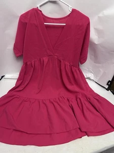 Shein Mujer Rosa Cuello Vs Camiseta Vestido Corto Mediano - Imagen 1 de 4