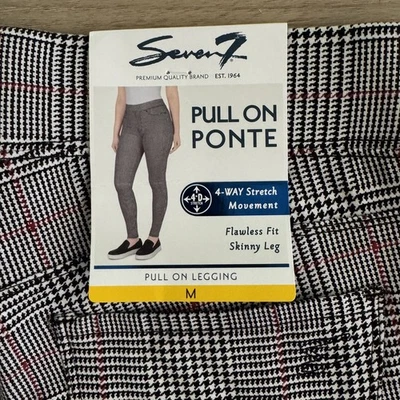 Seven 7 Womens Medium Pull On Ponte Glen Plaid Leggings 4 Way Stretch NWT - Image 1 of 4