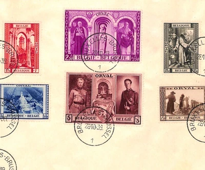 BELGIUM Cover *ORVAL* ABBEY CHARITY Set{6} Brussels 1939 CDS {samwells}YG360 - Image 1 of 4