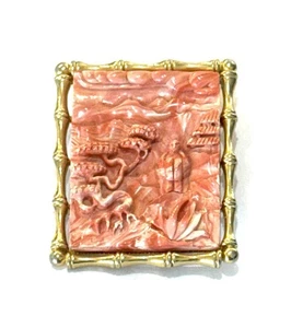 Hattie Carnegie Faux geschnitzte Koralle Anstecknadel Brosche signiert - Bild 1 von 6